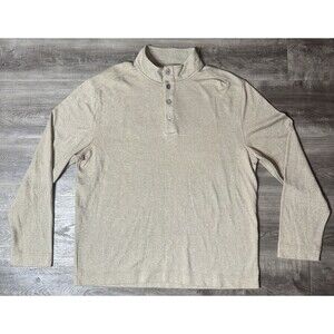 Van Heusen Never Tuck Long Sleeve Shirt Men’s Size Large Tan Brown 1/4 Button
